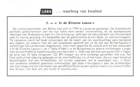 1960 Liebig Brillat-Savarin (Dutch Text) (F1724, S1726) #3 In de Zilveren Leeuw Back