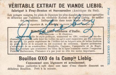 1906 Liebig Hotels de ville celebres d'Italie (Famous Italian Town Halls) (French Text) (F856, S859) #NNO Plaisance Back