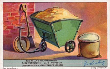 1937 Liebig De Glasnijverheid (Glass Industry 2) (Dutch Text) (F1360, S1368) #1 Grondstoffen : zand en potasch Front