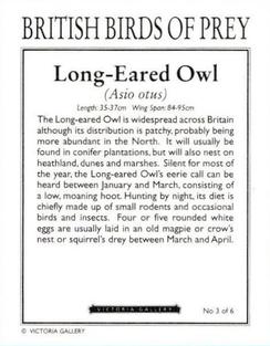 1996 Victoria Gallery British Birds of Prey Series 1 #3 Long-Eared Owl Back