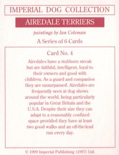 1999 Imperial Dog Collection Airedale Terriers #4 Airedale Terriers Back