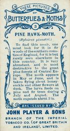 1904 Player's Butterflies & Moths #3 Pine Hawk-Moth Back