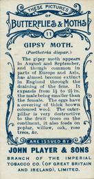 1904 Player's Butterflies & Moths #11 Gipsy Moth Back
