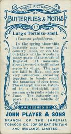1904 Player's Butterflies & Moths #17 Large Tortoise-shell Back