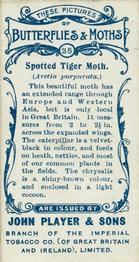 1904 Player's Butterflies & Moths #35 Spotted Tiger Moth Back