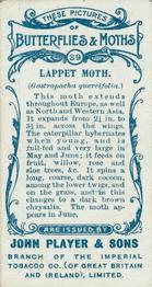 1904 Player's Butterflies & Moths #39 Lappet Moth Back