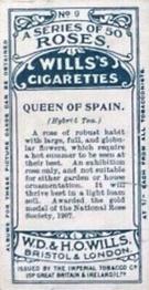 1912 Wills's Roses #9 Queen of Spain Back