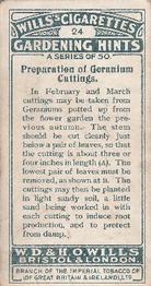 1923 Wills's Gardening Hints #24 Preparation of Geranium Cuttings Back