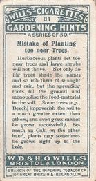 1923 Wills's Gardening Hints #31 Mistake of Planting too near Trees Back