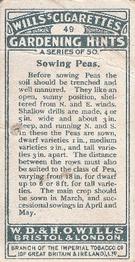 1923 Wills's Gardening Hints #49 Sowing Peas Back