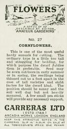 1936 Carreras Flowers #27 Cornflowers Back