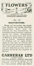 1936 Carreras Flowers #33 Nasturtiums Back