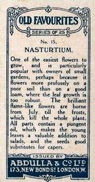 1936 Abdulla & Co. Old Favourites #15 Nasturtium Back