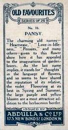 1936 Abdulla & Co. Old Favourites #16 Pansy Back