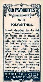 1936 Abdulla & Co. Old Favourites #18 Polyanthus Back