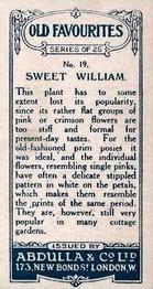 1936 Abdulla & Co. Old Favourites #19 Sweet William Back