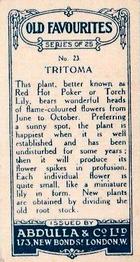 1936 Abdulla & Co. Old Favourites #23 Tritoma Back