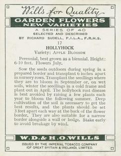 1938 Wills's Garden Flowers New Varieties #17 Hollyhock Back