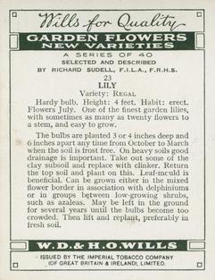 1938 Wills's Garden Flowers New Varieties #23 Lily Back