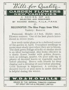 1938 Wills's Garden Flowers New Varieties #25 Meconpsis Back