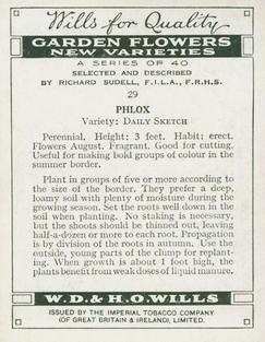 1938 Wills's Garden Flowers New Varieties #29 Phlox Back