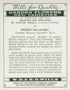 1938 Wills's Garden Flowers New Varieties #32 Statice (Sea Lavender) Back
