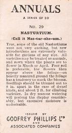 1939 Godfrey Phillips Annuals #29 Nasturtium Back