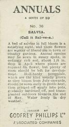 1939 Godfrey Phillips Annuals #36 Salvia Back
