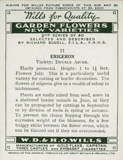 1939 Wills's Garden Flowers New Varieties 2nd Series #11 Erigeron Back