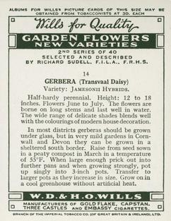 1939 Wills's Garden Flowers New Varieties 2nd Series #14 Gerbera Back