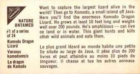 1962 Nabisco Nature Untamed #1 Komodo Dragon Lizard Back