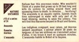 1962 Nabisco Nature Untamed #15 Anaconda Back