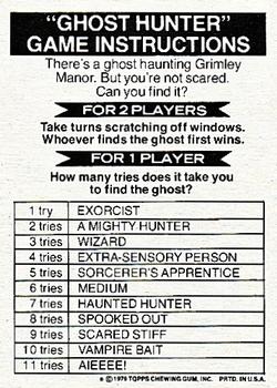 1979 Topps Bazooka Joe Scratch-Off Games #NNO Ghost Hunter Back