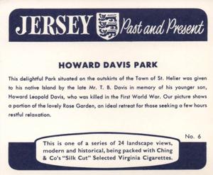 1960 Ching Jersey Past and Present 1st Series #6 Howard Davis Park Back