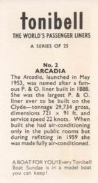 1963 Tonibell The World's Passenger Liners #2 Arcadia Back