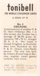 1963 Tonibell The World's Passenger Liners #5 Orcades Back