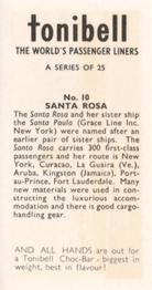 1963 Tonibell The World's Passenger Liners #10 Santa Rosa Back
