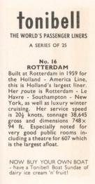 1963 Tonibell The World's Passenger Liners #16 Rotterdam Back