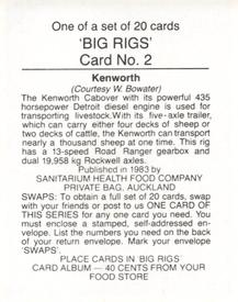 1983 Sanitarium Big Rigs #2 Kenworth (Cabover 435) Back