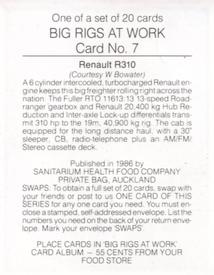 1986 Sanitarium Big Rigs at Work #7 Renault R310 Back