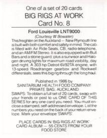1986 Sanitarium Big Rigs at Work #8 Ford Louisville LNT9000 Back