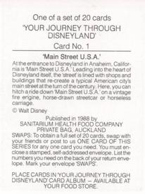 1988 Sanitarium Your Journey Through Disneyland #1 'Main Street U.S.A.' Back