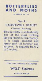 1957 Mills Butterflies and Moths #9 Camberwell Beauty Back