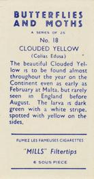1957 Mills Butterflies and Moths #18 Clouded Yellow Back