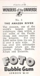 1960 Foto Bubble Gum Wonders of the Universe #5 The Amazon River Back