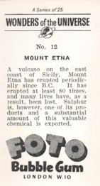 1960 Foto Bubble Gum Wonders of the Universe #12 Mount Etna Back