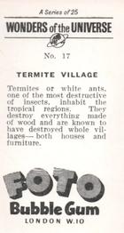 1960 Foto Bubble Gum Wonders of the Universe #17 Termite Village Back