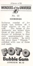 1960 Foto Bubble Gum Wonders of the Universe #22 Icebergs Back
