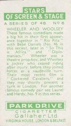 1935 Gallaher Stars of Screen & Stage #6 Bert Wheeler / Robert Woolsey Back