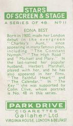 1935 Gallaher Stars of Screen & Stage #11 Edna Best Back